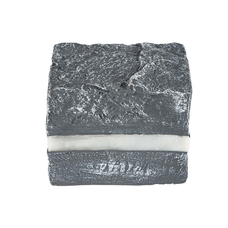 Solar Resin Glass Fiber Faux Stone Stripe Cube Light