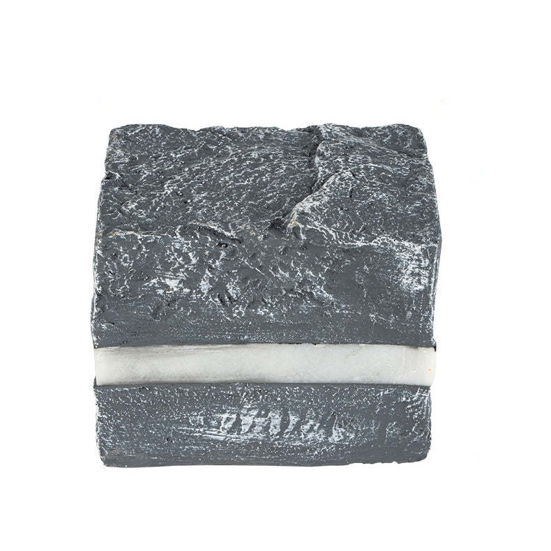 Solar Resin Glass Fiber Faux Stone Stripe Cube Light