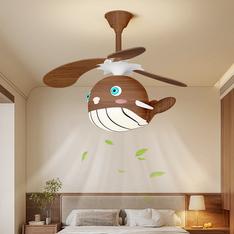 Kids Whale Dolphin Iron Ceiling Fan Light