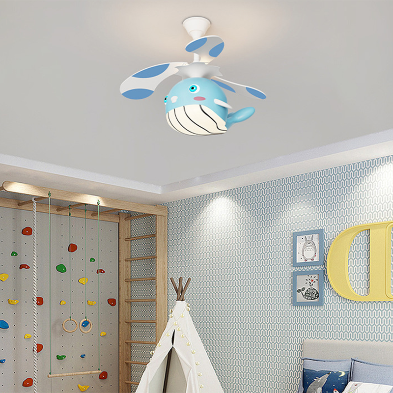 Kids Whale Dolphin Iron Ceiling Fan Light