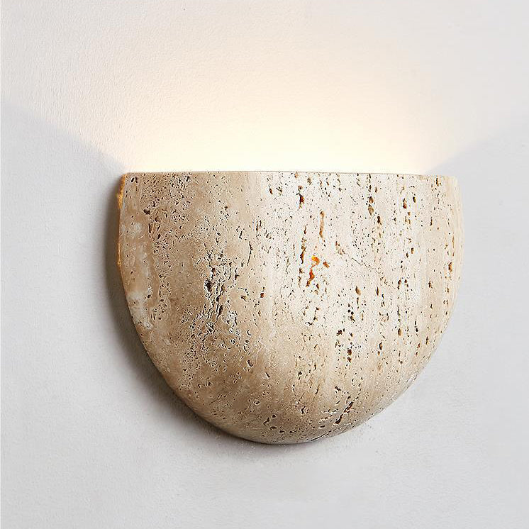 Japanese Travertine Semicircular Wall Sconce