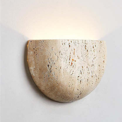 Japanese Travertine Semicircular Wall Sconce