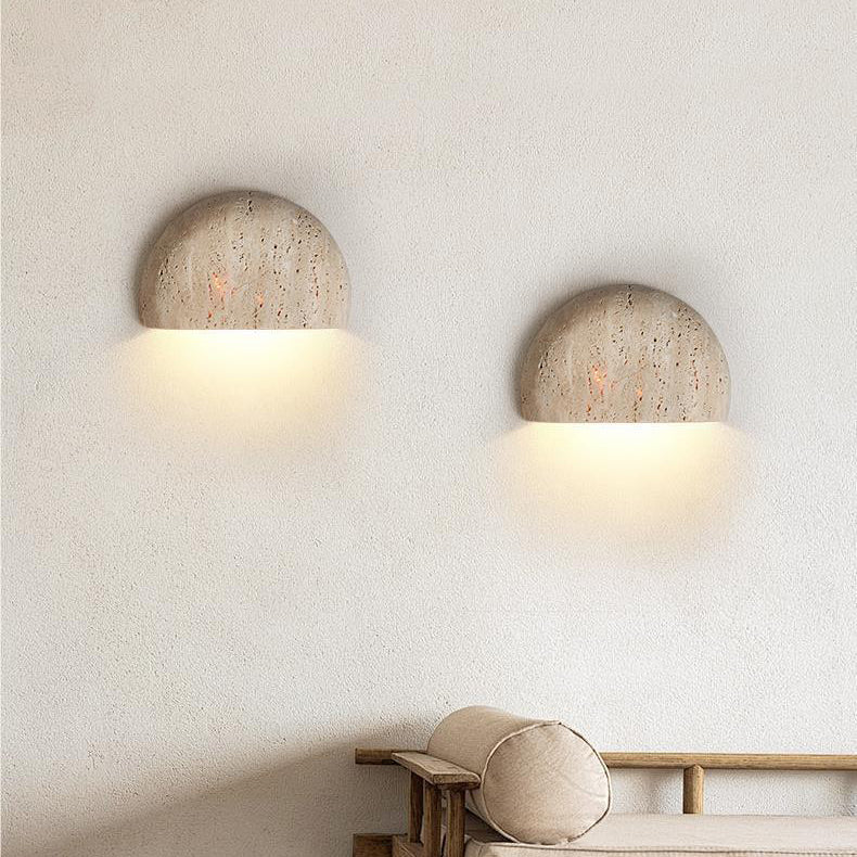 Japanese Travertine Semicircular Wall Sconce