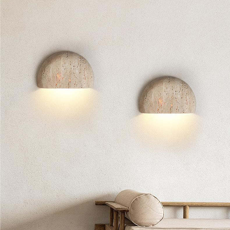 Japanese Travertine Semicircular Wall Sconce