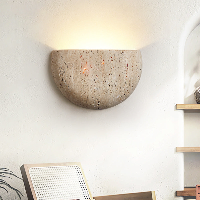Japanese Travertine Semicircular Wall Sconce