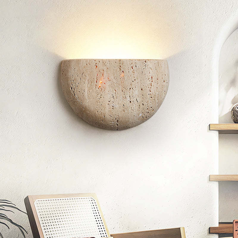 Japanese Travertine Semicircular Wall Sconce