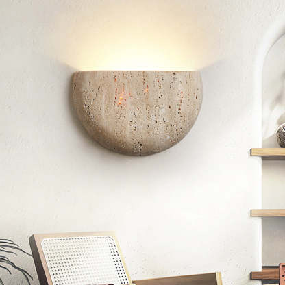 Japanese Travertine Semicircular Wall Sconce