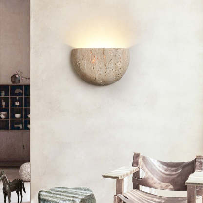 Japanese Travertine Semicircular Wall Sconce
