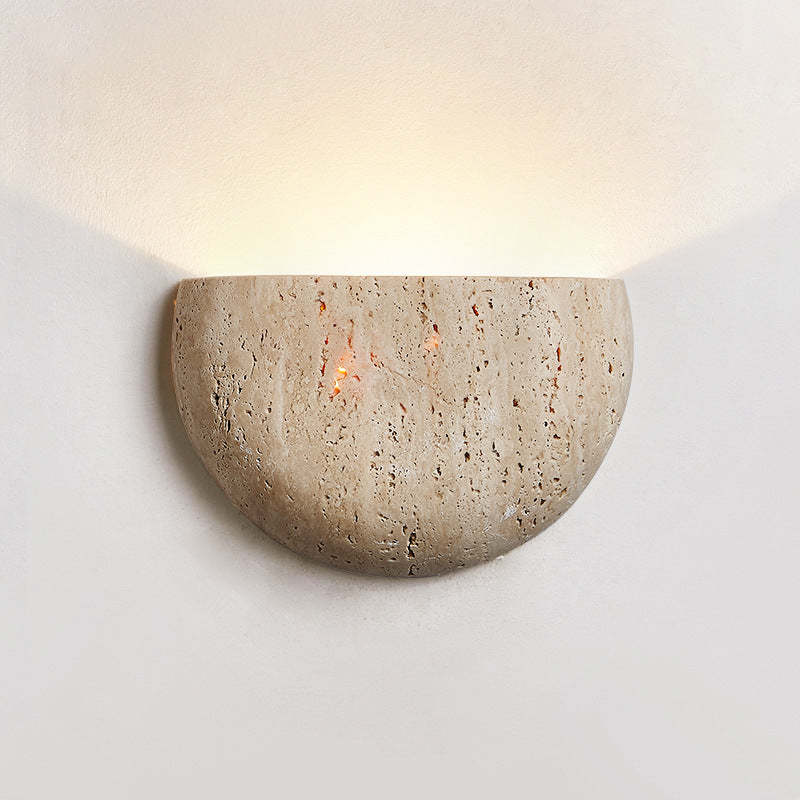 Japanese Travertine Semicircular Wall Sconce