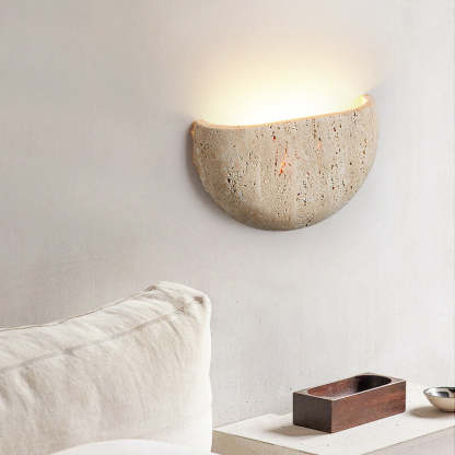 Japanese Travertine Semicircular Wall Sconce — 220V-240V For UK/AU