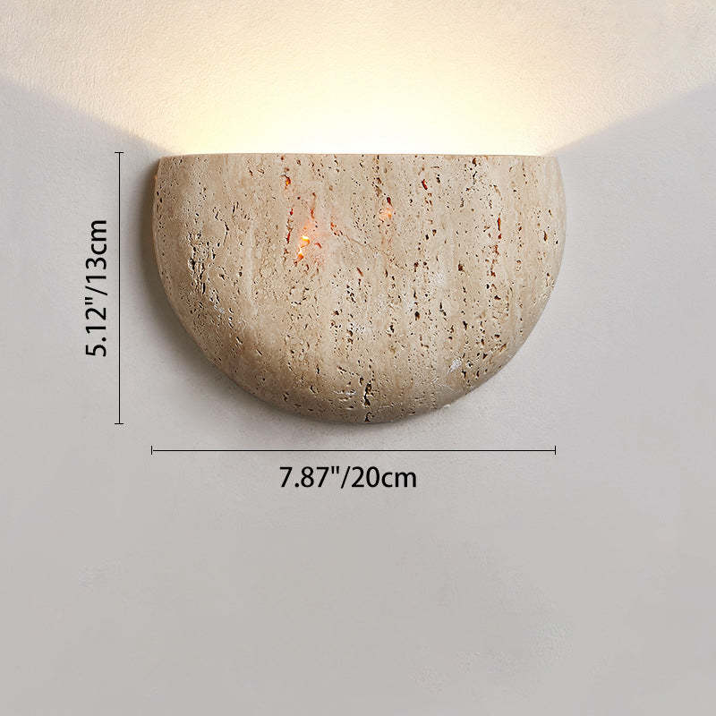 Japanese Travertine Semicircular Wall Sconce