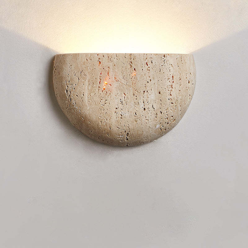 Japanese Travertine Semicircular Wall Sconce