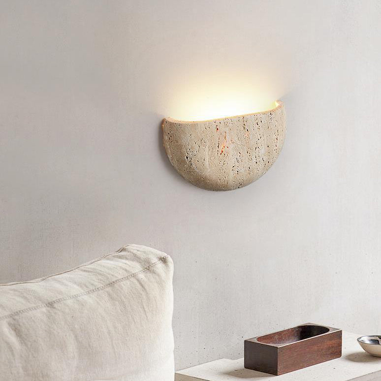 Japanese Travertine Semicircular Wall Sconce