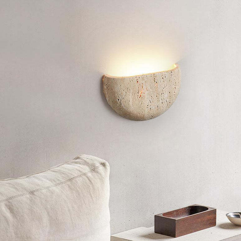 Japanese Travertine Semicircular Wall Sconce