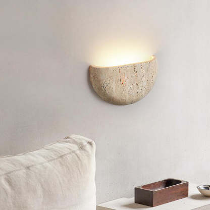 Japanese Travertine Semicircular Wall Sconce