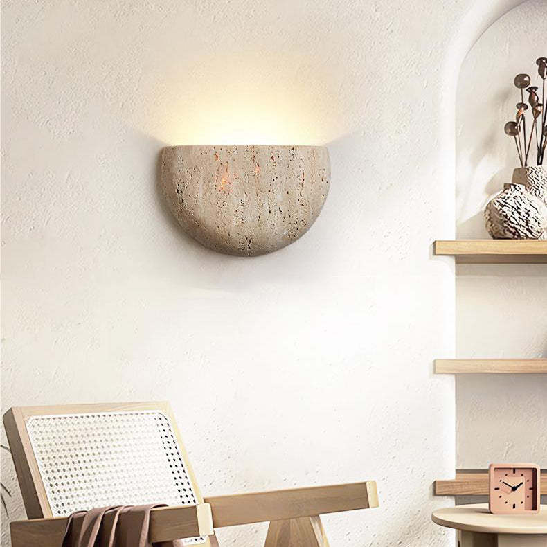 Japanese Travertine Semicircular Wall Sconce