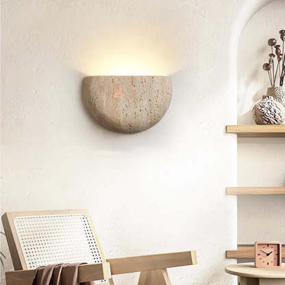 Japanese Travertine Semicircular Wall Sconce