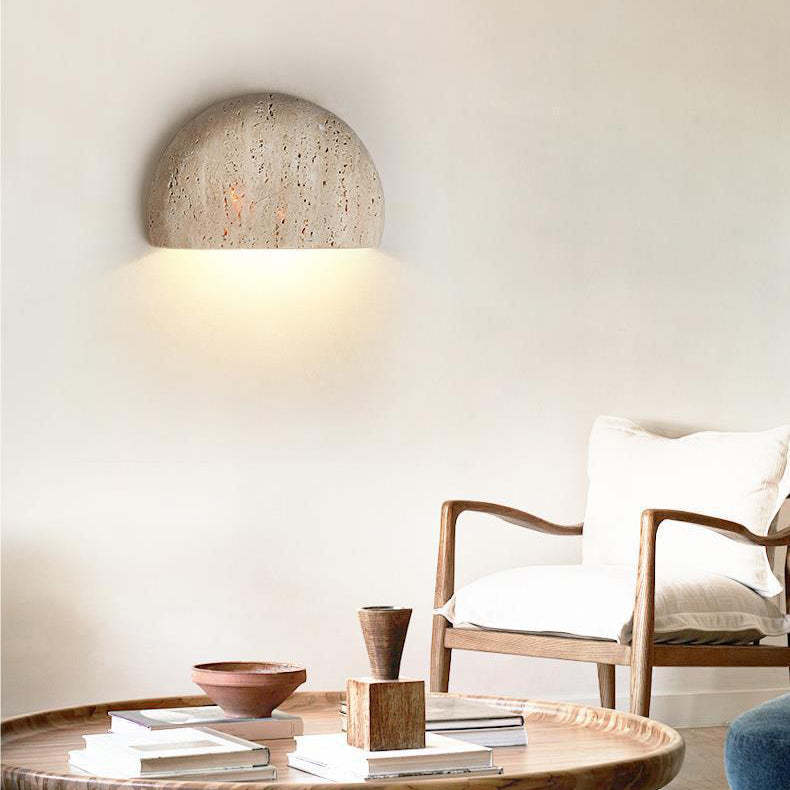 Japanese Travertine Semicircular Wall Sconce