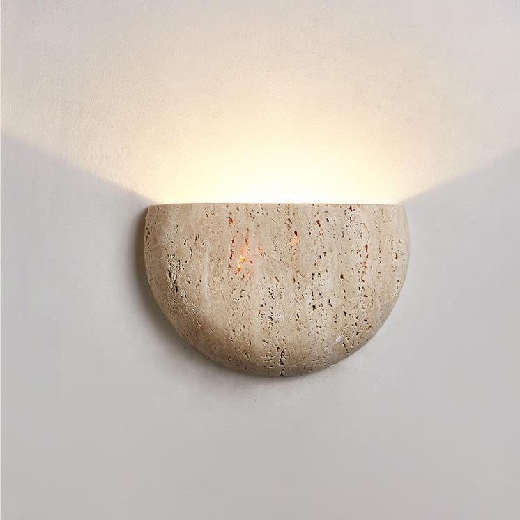 Japanese Travertine Semicircular Wall Sconce