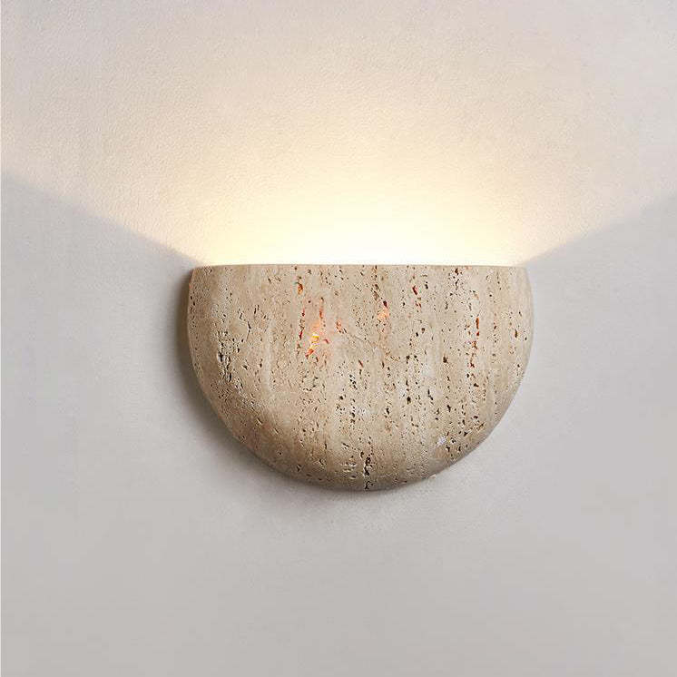 Japanese Travertine Semicircular Wall Sconce