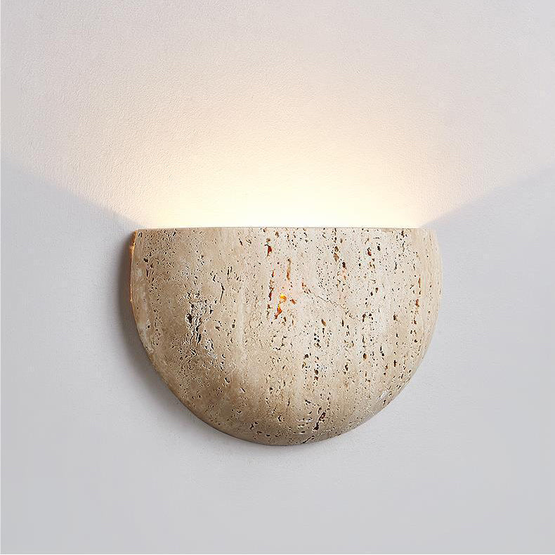 Japanese Travertine Semicircular Wall Sconce