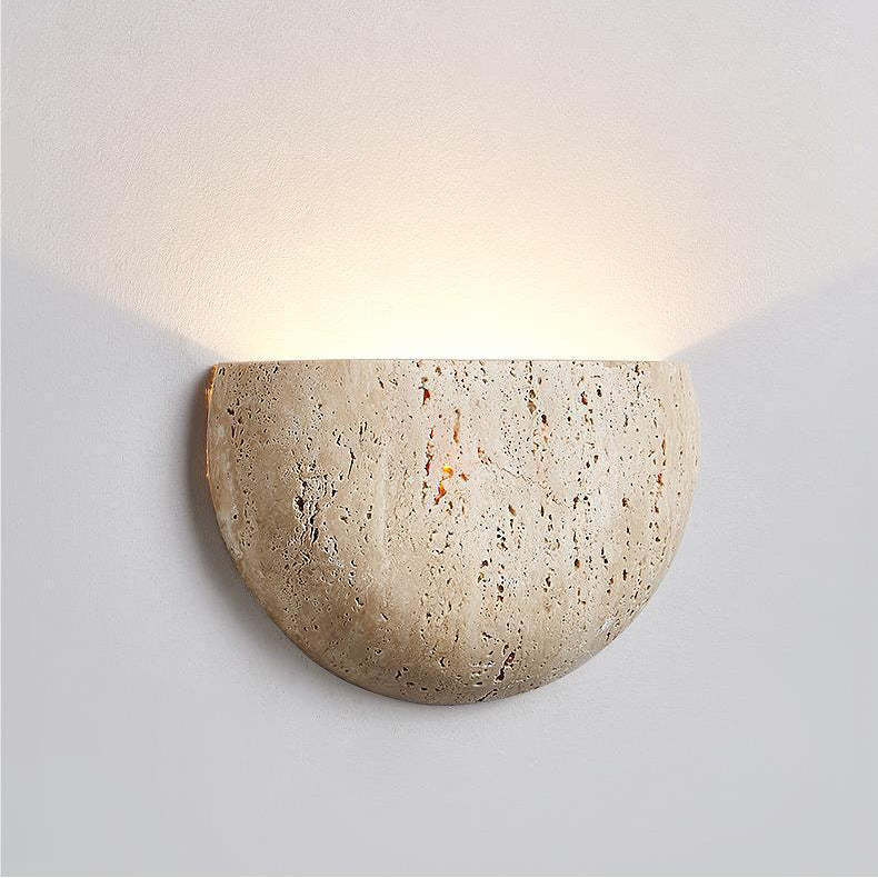 Japanese Travertine Semicircular Wall Sconce