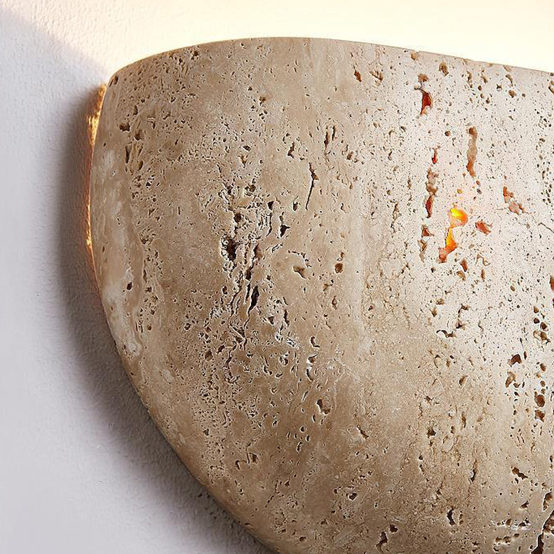 Japanese Travertine Semicircular Wall Sconce