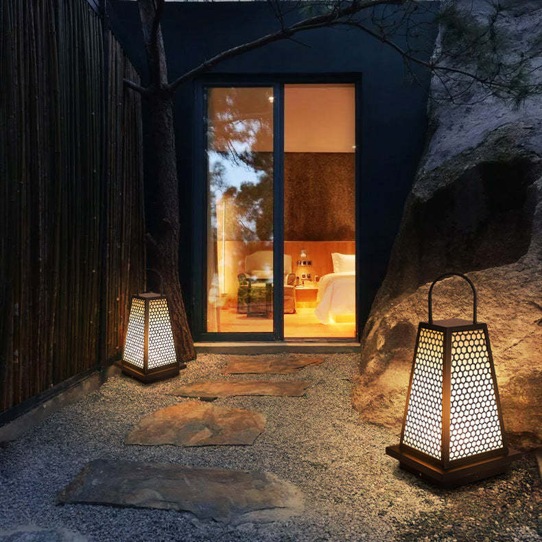 Japanese Solar Honeycomb Lantern Light