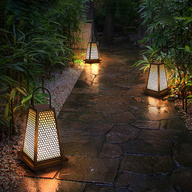 Japanese Solar Honeycomb Lantern Light