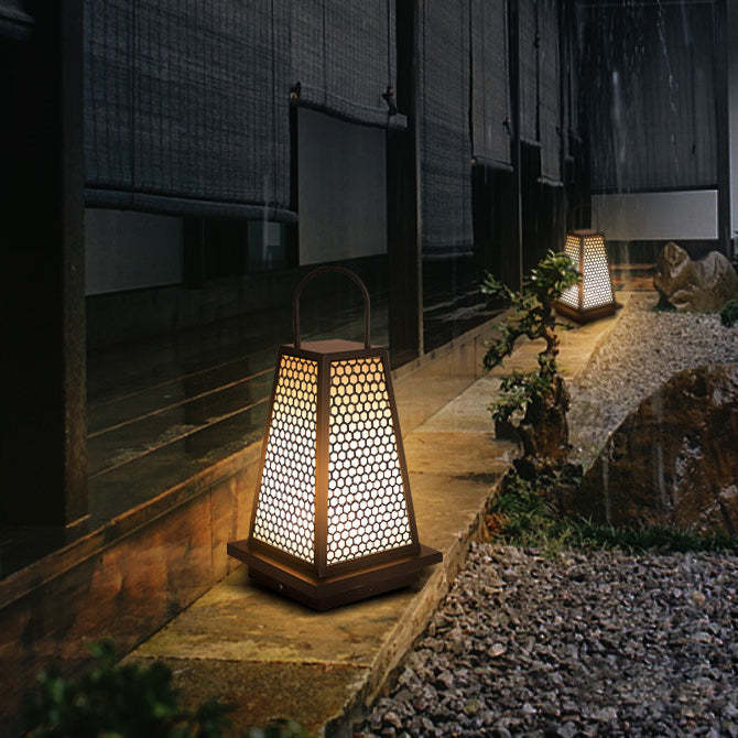 Japanese Solar Honeycomb Lantern Light