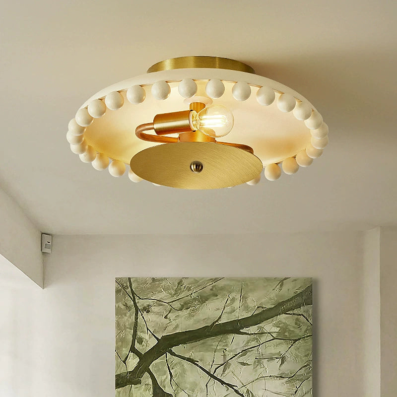 French Resin Metal Bowl 2-Light Semi-Flush Ceiling Light