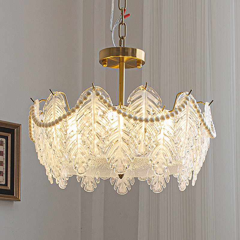 French Iron Pearl Leaf 5/6/8-Light Ceiling Light