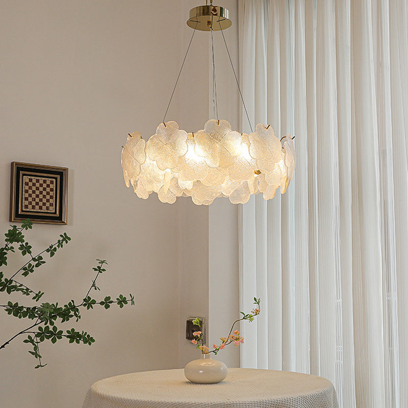 Traditional French Iron Stainless Steel Glass Frosted Flower Petal 6/8/10/12/16/20 Light Chandeliers For Living Room