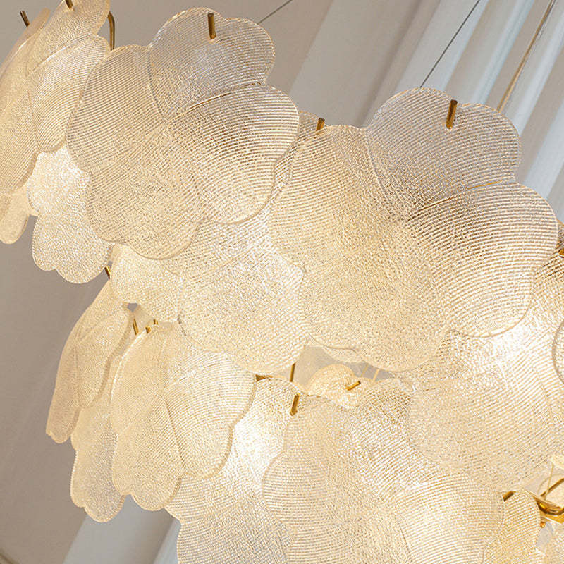 Traditional French Iron Stainless Steel Glass Frosted Flower Petal 6/8/10/12/16/20 Light Chandeliers For Living Room