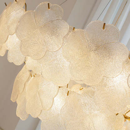 Traditional French Iron Stainless Steel Glass Frosted Flower Petal 6/8/10/12/16/20 Light Chandeliers For Living Room