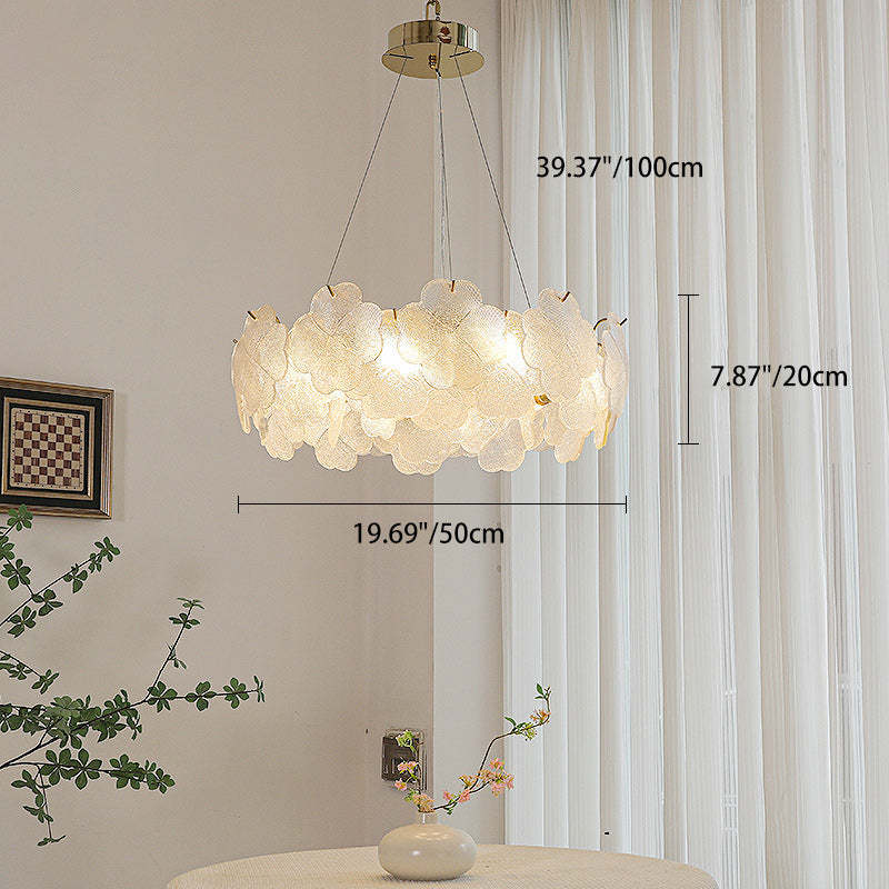 Traditional French Iron Stainless Steel Glass Frosted Flower Petal 6/8/10/12/16/20 Light Chandeliers For Living Room