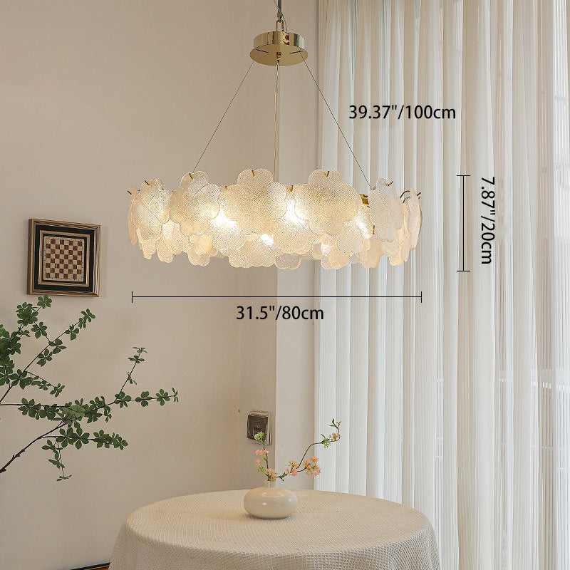 Traditional French Iron Stainless Steel Glass Frosted Flower Petal 6/8/10/12/16/20 Light Chandeliers For Living Room