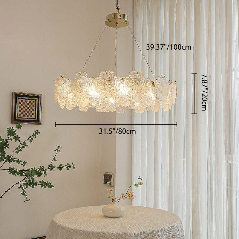 Traditional French Iron Stainless Steel Glass Frosted Flower Petal 6/8/10/12/16/20 Light Chandeliers For Living Room