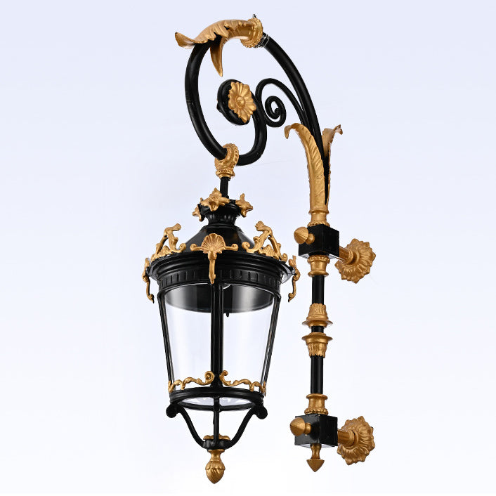 European Aluminum Glass Lantern Carved LED Wall Sconce