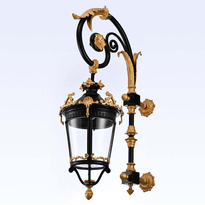 European Aluminum Glass Lantern Carved LED Wall Sconce
