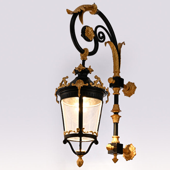 European Aluminum Glass Lantern Carved LED Wall Sconce