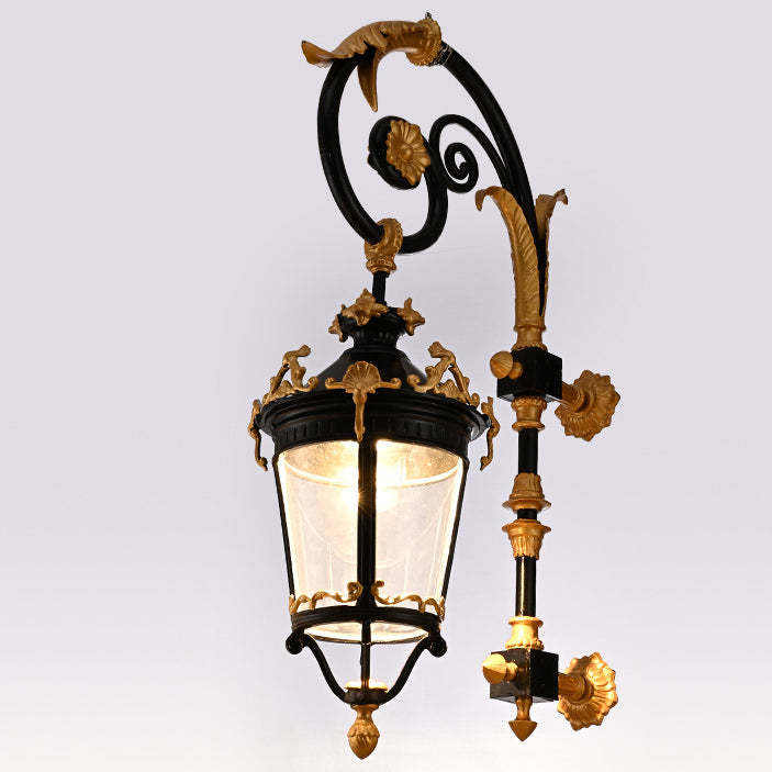 European Aluminum Glass Lantern Carved LED Wall Sconce
