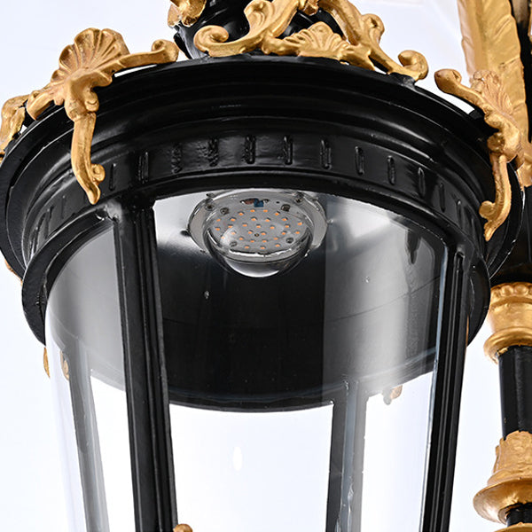 European Aluminum Glass Lantern Carved LED Wall Sconce