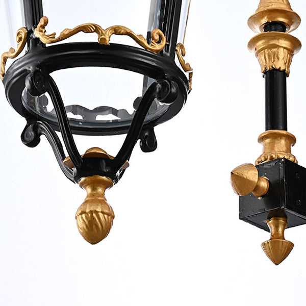 European Aluminum Glass Lantern Carved LED Wall Sconce