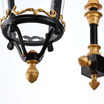 European Aluminum Glass Lantern Carved LED Wall Sconce