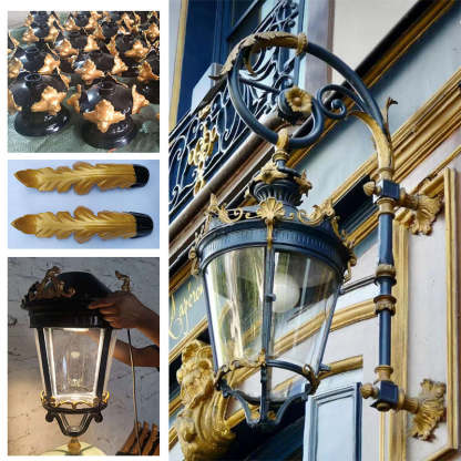 European Aluminum Glass Lantern Carved LED Wall Sconce