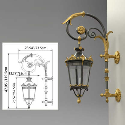 European Aluminum Glass Lantern Carved LED Wall Sconce