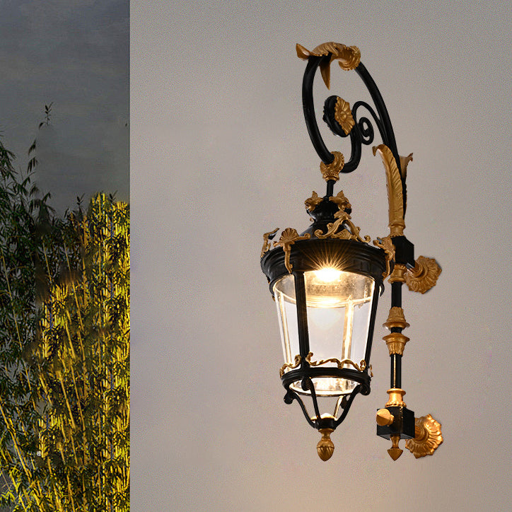 European Aluminum Glass Lantern Carved LED Wall Sconce — Warm Light(3000K) / 220V-240V For UK/AU
