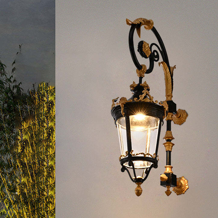 European Aluminum Glass Lantern Carved LED Wall Sconce — Warm Light(3000K) / 220V-240V For UK/AU