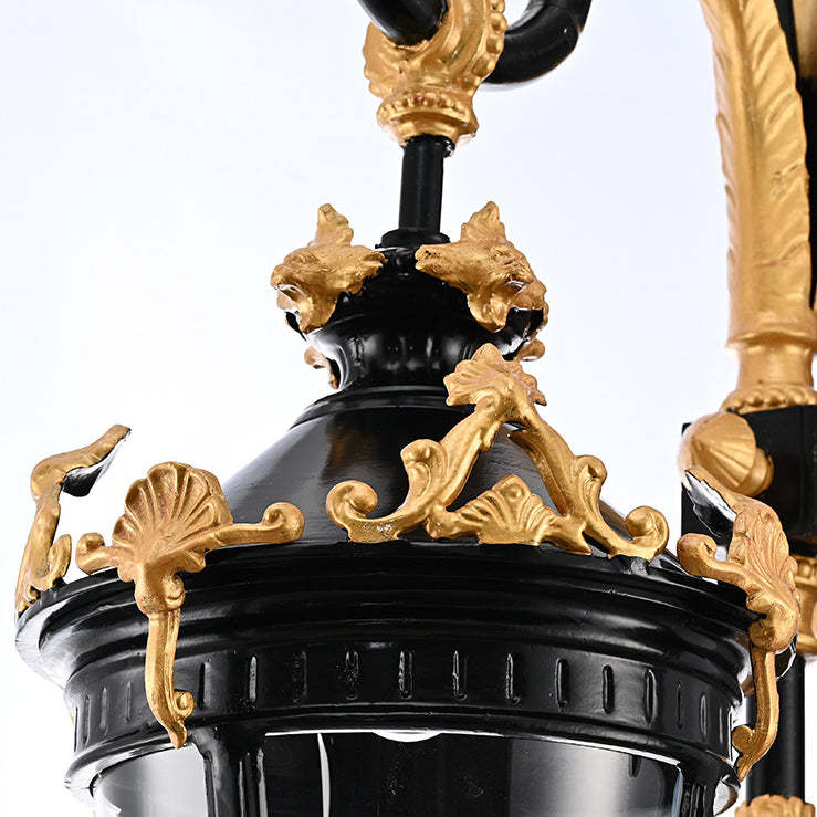 European Aluminum Glass Lantern Carved LED Wall Sconce